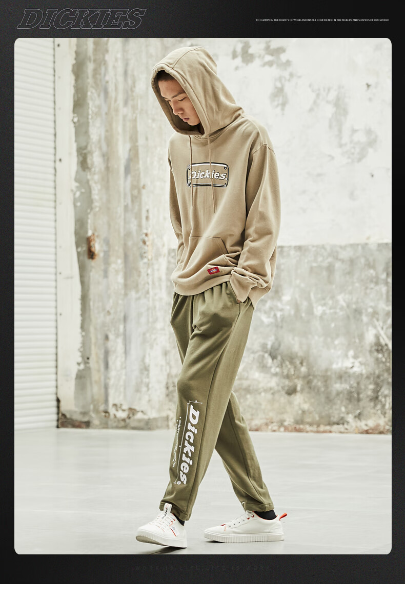 dickieslogo印花卫裤 秋季新品休闲长裤子男dk008177 军绿色 s