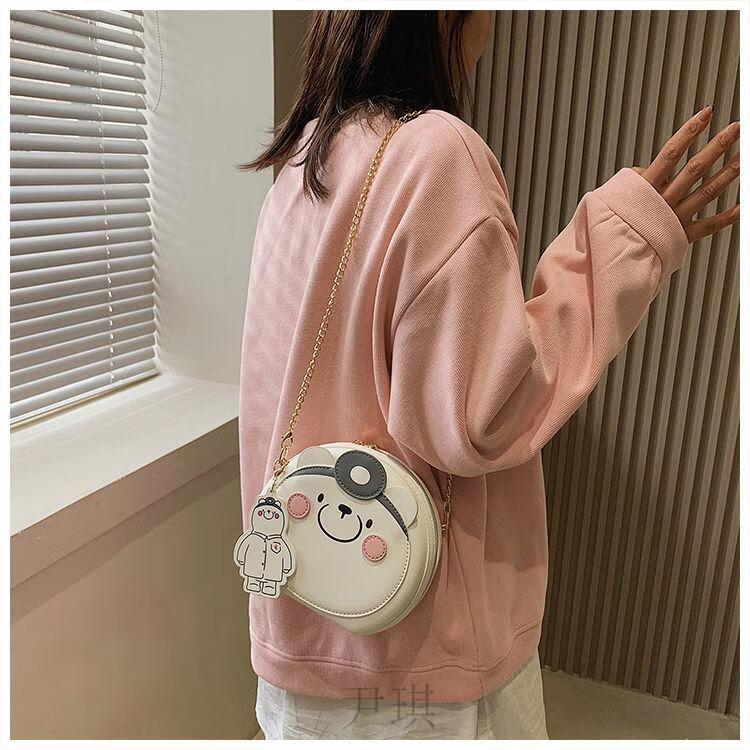 女生少女卡通可爱包包软妹百搭学生党斜挎包出去玩高颜值逛街定制棕色