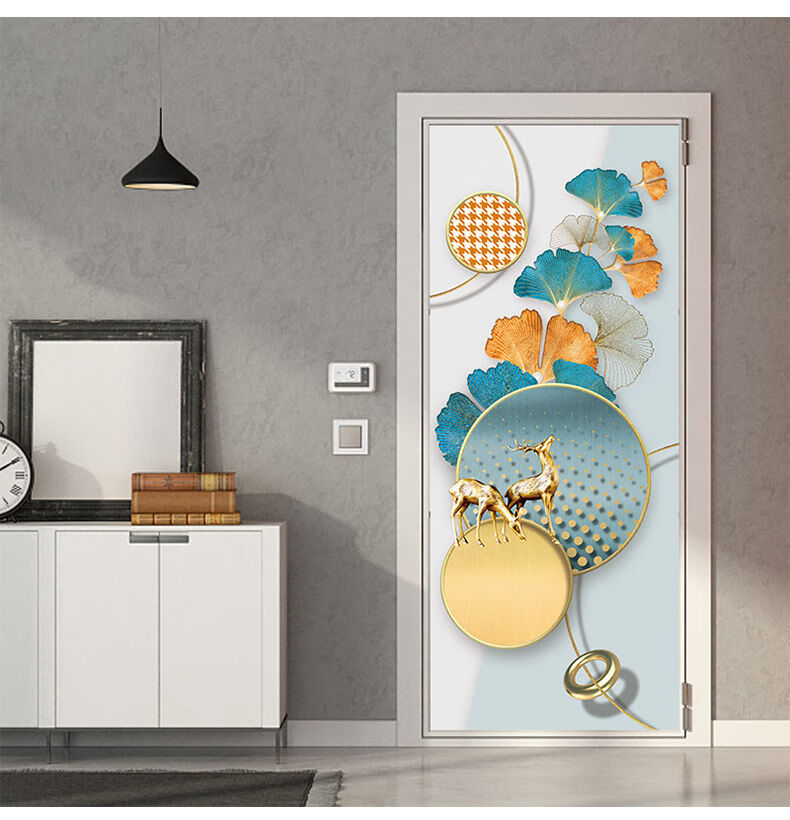 北欧门贴自粘整张防水卧室房门木门家具翻新贴纸装饰旧门推拉门hyl015