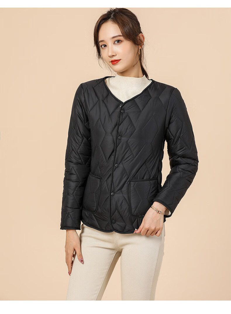 女式薄型小棉袄女士加厚保暖长袖棉内胆女款家居棉衣棉服加绒一体袖子