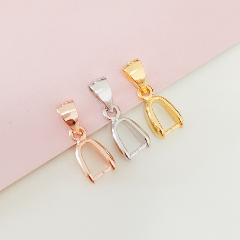 lenayan ()牛鼻孔吊坠头925银左右对夹扣横向卡扣玉器蜜蜡扣diy横扣银