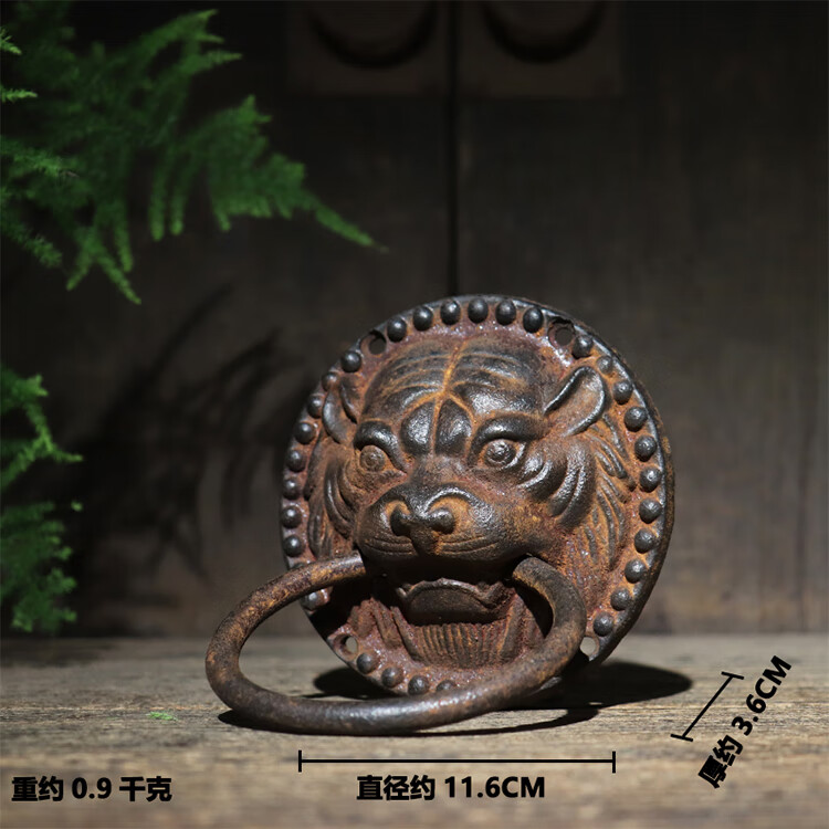 仿古铁虎头门环壁饰复古建筑装饰瑞兽铁把手大门拉环装饰虎头门环一对