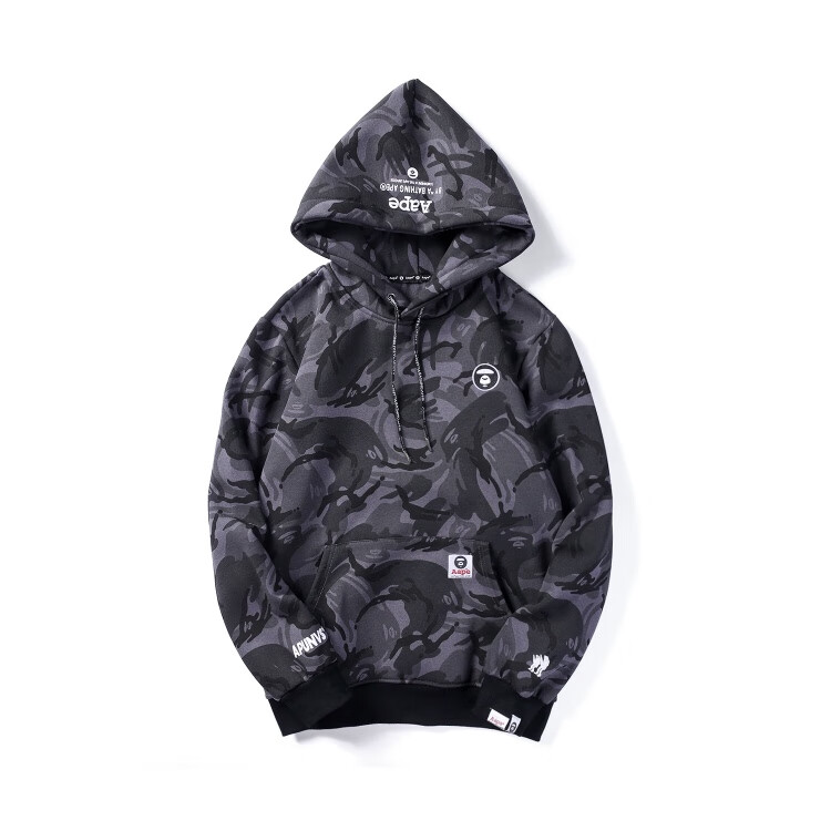 bape潮牌aape猿人头日系潮牌0aape0ape猿人字母印花休闲连帽套头卫衣