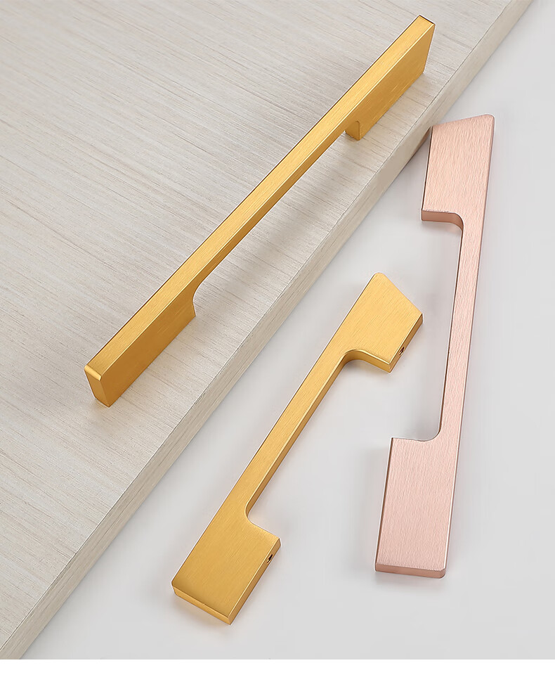 定制轻奢柜门拉手现代简约橱柜柜子鞋柜抽屉金色把手玫瑰金衣柜长拉手