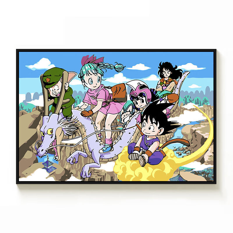 diy数字油画七龙珠全家福动漫卡通人物diy数字油画手绘涂鸦油彩画宿舍