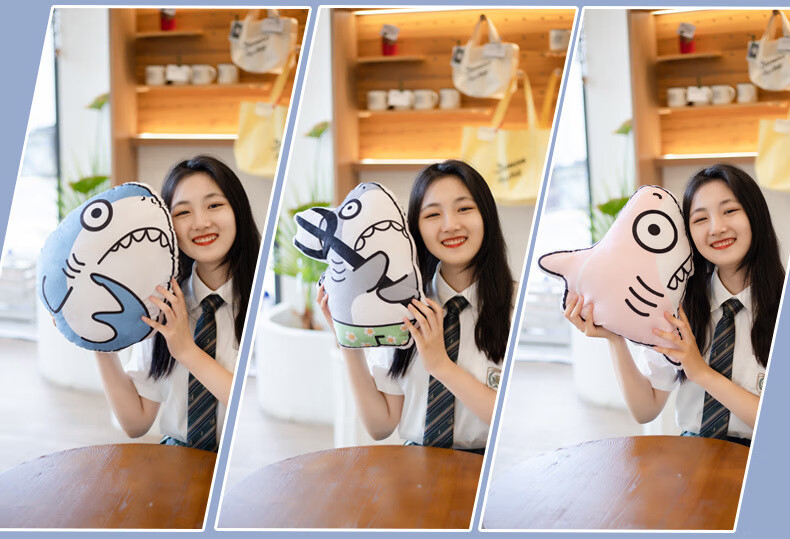 丑萌鲨雕表情包抱枕男生款睡觉大枕头靠垫毛绒玩具创意搞笑沙雕礼物