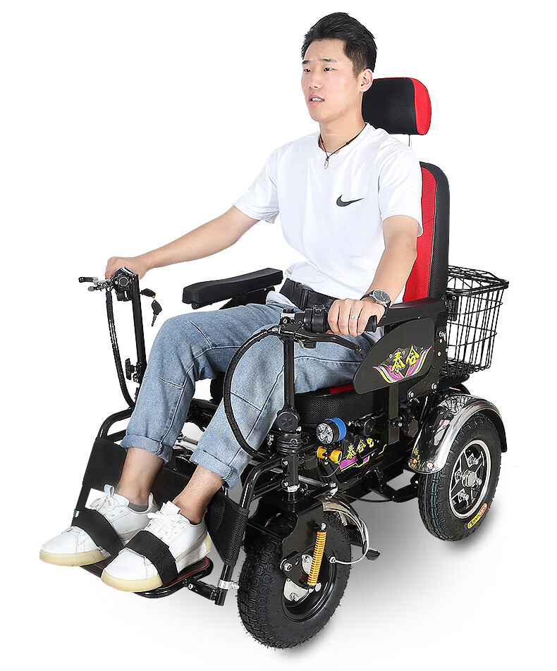 红爱电动轮椅车金刚老人残疾人代步车四轮越野全智能全自动多功能 铝