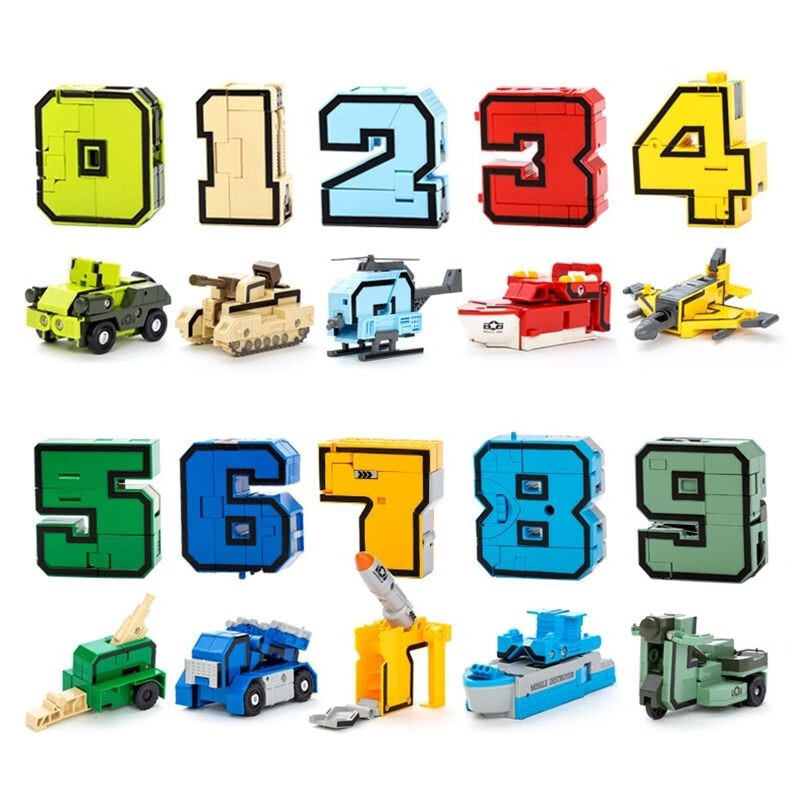 迪士尼disney数字变形0到9玩具汽车合体机器人全套金刚智力男孩儿童
