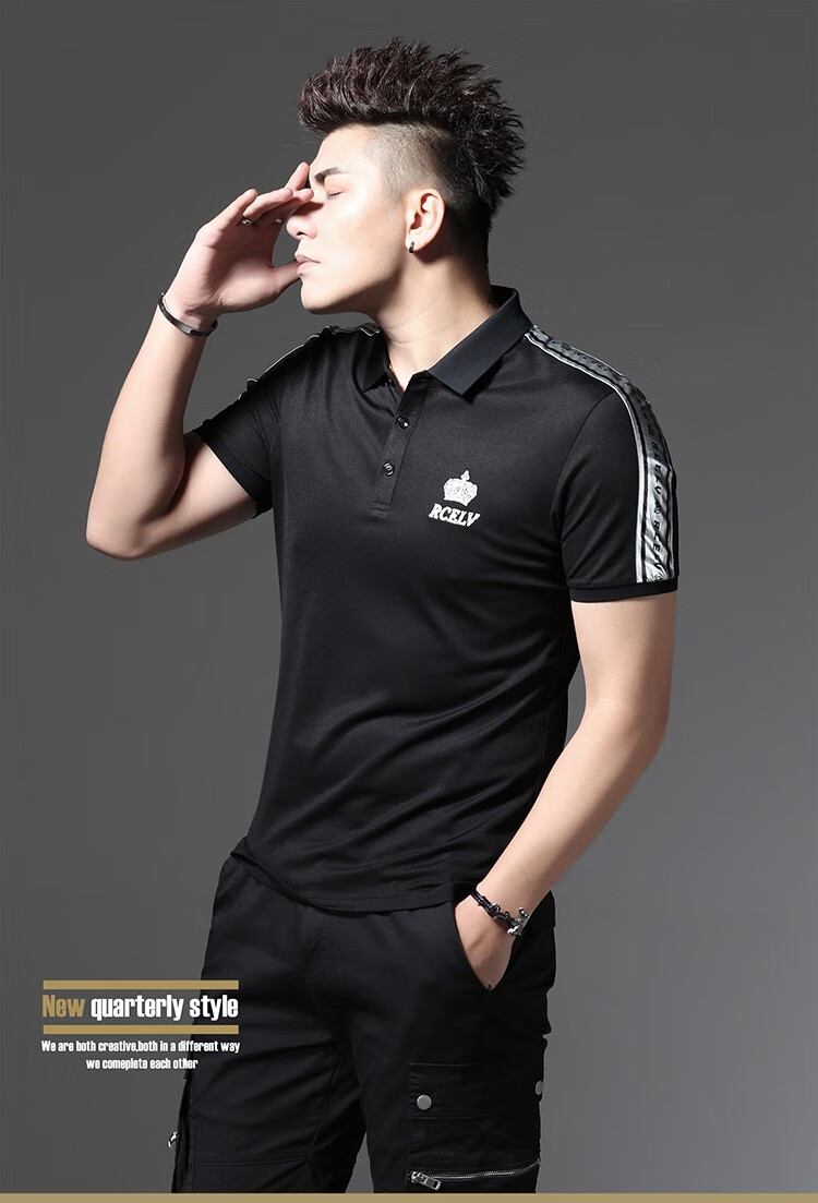 赫尔哈顿ectorhardenpolo衫男新款夏季男装时尚翻领修身短袖t恤休闲体