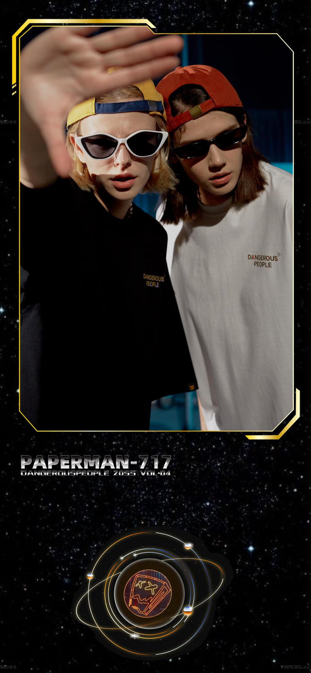 dangerouspeople薛之谦dsp圆领幻彩纸袋人字母印花潮流短袖t恤黑色m