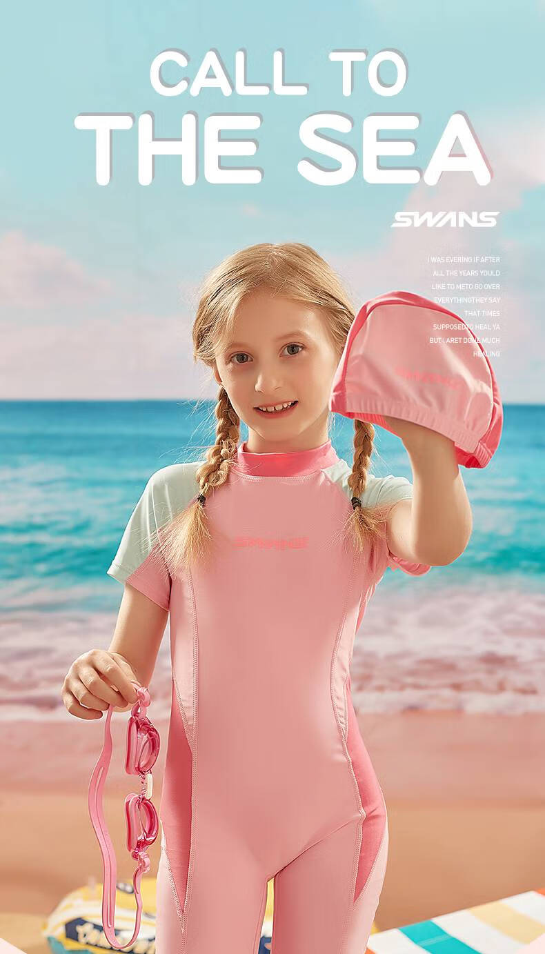 专业比赛泳衣 swans专业泳衣女童比赛训练儿童游泳衣女孩游泳馆专用女