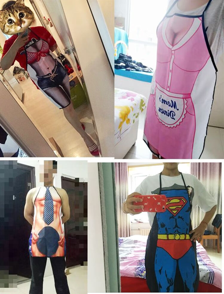 围裙男士超人 超人围裙情侣款2件套恶搞笑网红厨房女仆泳衣成人猛男