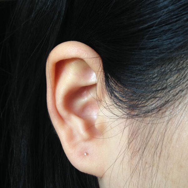 qiaoli999银耳钉女银养耳洞防堵针耳棒隐形耳针耳棍耳环简约耳饰999银