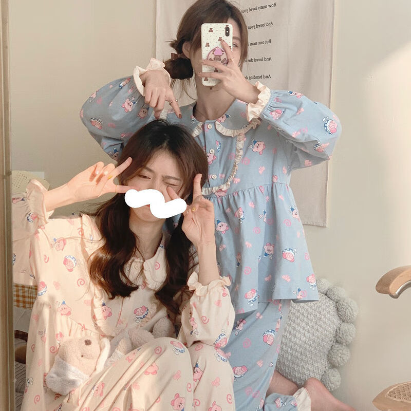 女士春季睡衣日系卡通星之卡比睡衣春秋款女冬季年宽松家居服闺蜜套装