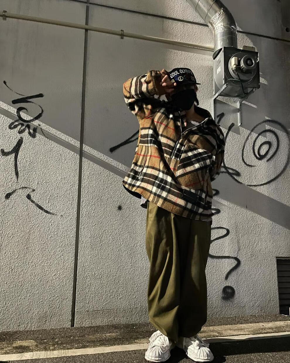 welldone衬衫羊毛呢格子权志龙同款比伯宽松男秋冬we11done外 卡其色