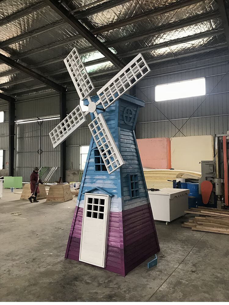定制防腐木风车景观荷兰大风车户外实木风车防腐木荷兰风车户外木质