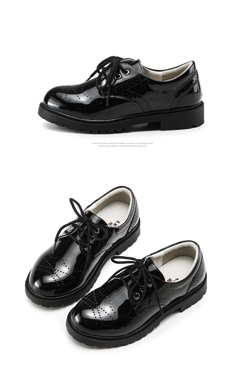 天颛高端品质童装品牌儿童男孩小皮鞋黑色男童表演舞蹈鞋生日宴会礼服