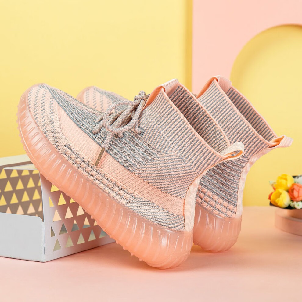 鞋子春秋季椰子鞋儿童单鞋学生中大童女孩运动鞋y301粉色高帮单鞋36偏