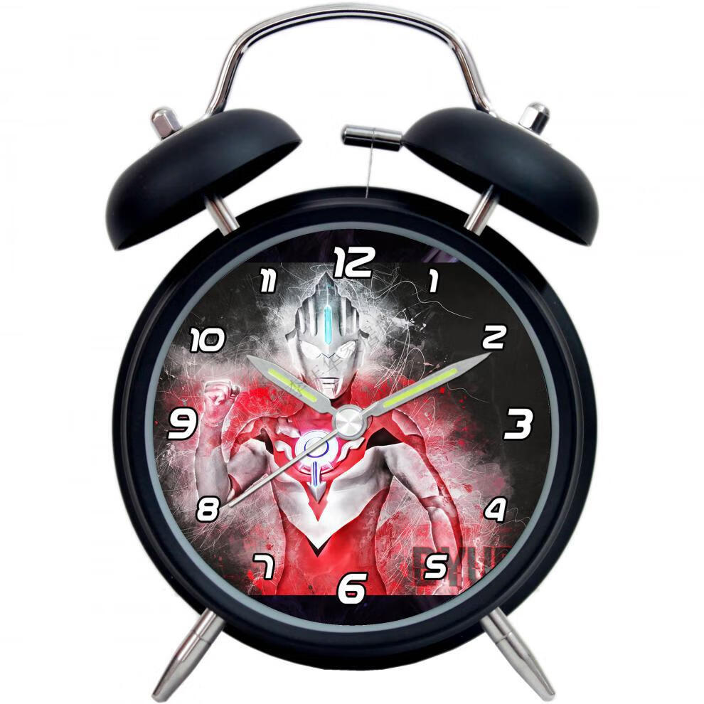 4寸银河赛罗奥特曼超人闹钟超大声打铃静音卡通儿童动漫文具捷德蓝色2