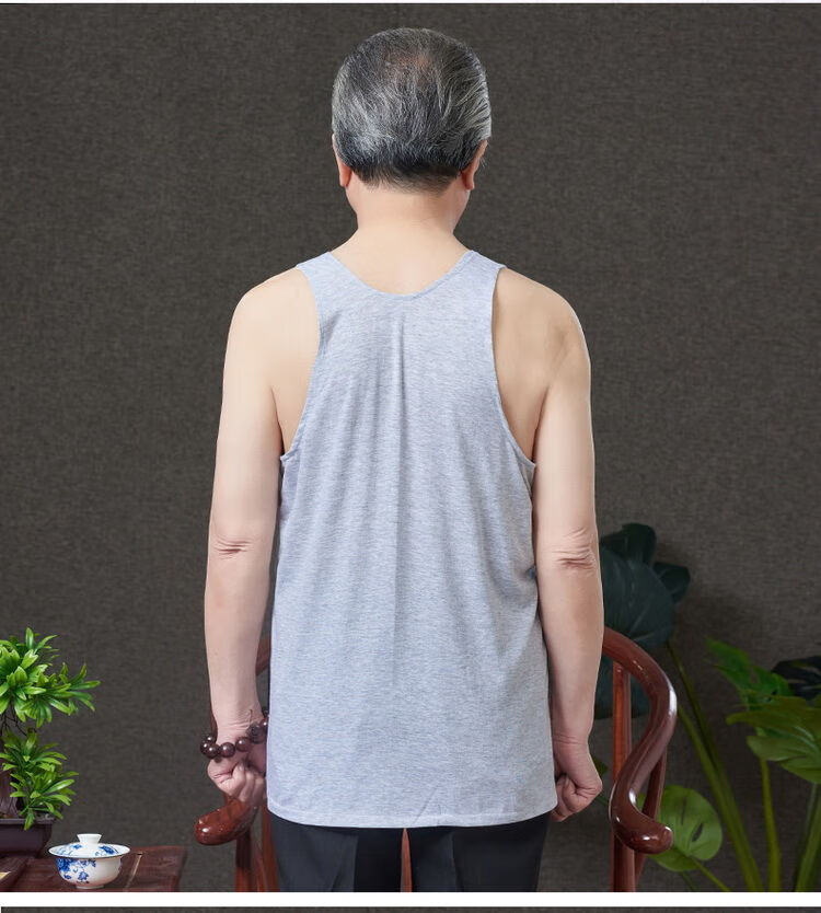 高品质夏季中老年背心精品2件装中老年纯棉背心短袖男大码跨栏宽松