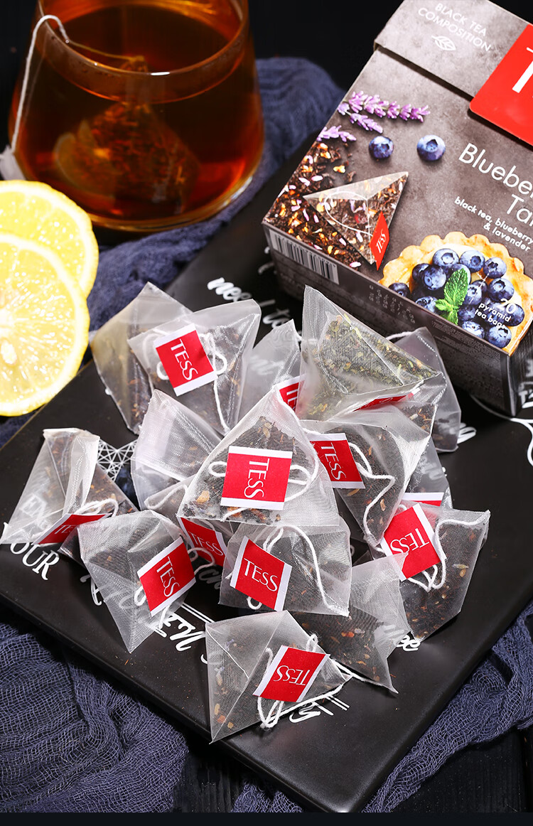tess水果茶包三角袋冷泡茶红茶绿茶西柚柠檬薄荷花果味饮品 一盒20包
