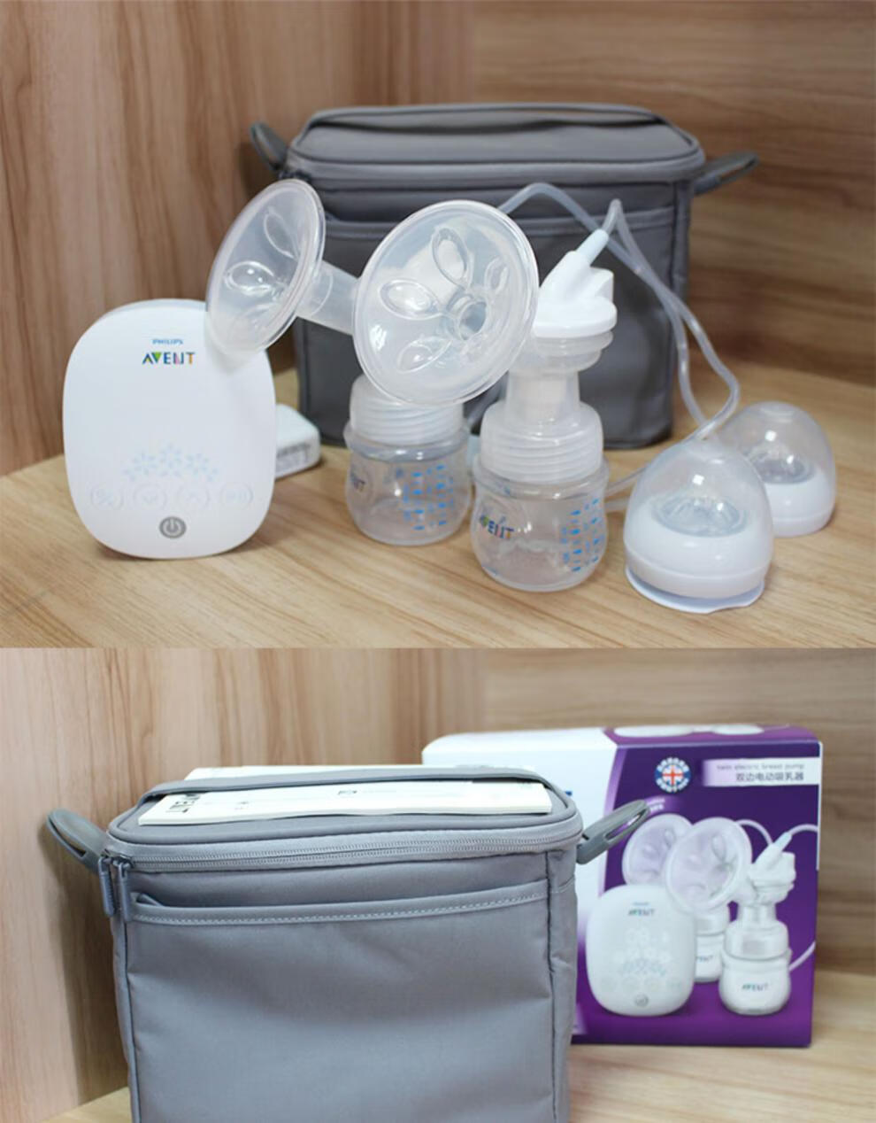 飞利浦新安怡单边双边电动手动两用宽口吸奶器低音自动智能吸乳器 scf