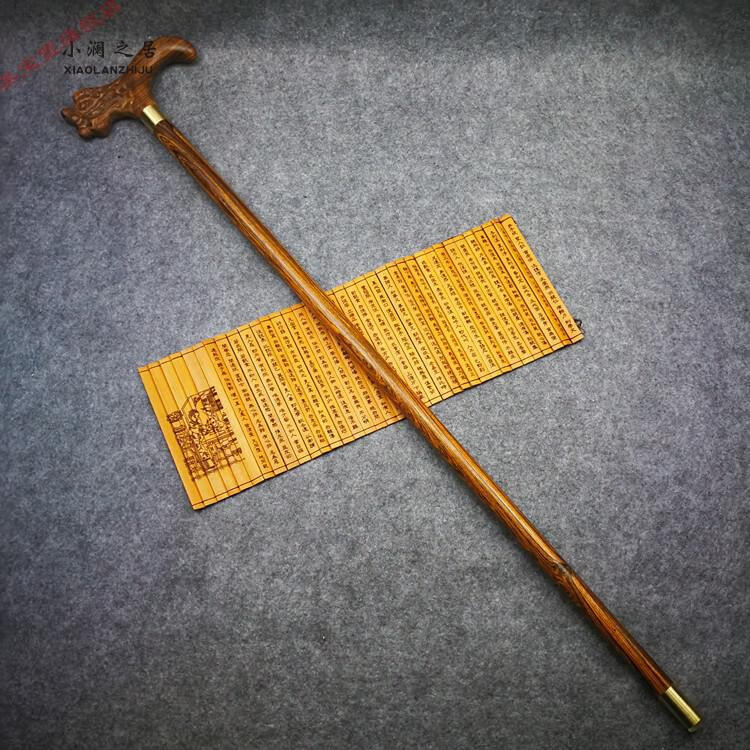 文明棍花梨木虎头龙头拐棍实木拐杖手杖老人防滑黄金檀龙头拐棍木质