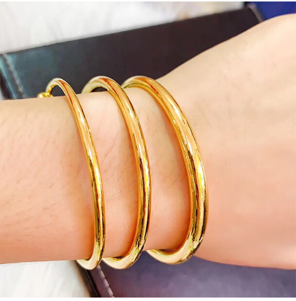宫之瑄 黄金手镯实心推拉款光面足金999足金镯子妈妈款母节送长辈传承