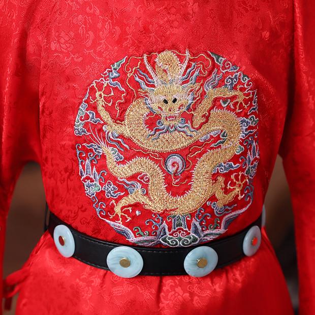 龙袍汉服男童宋朝明朝皇帝服装圆领袍太子服大明舞台演出服 红色