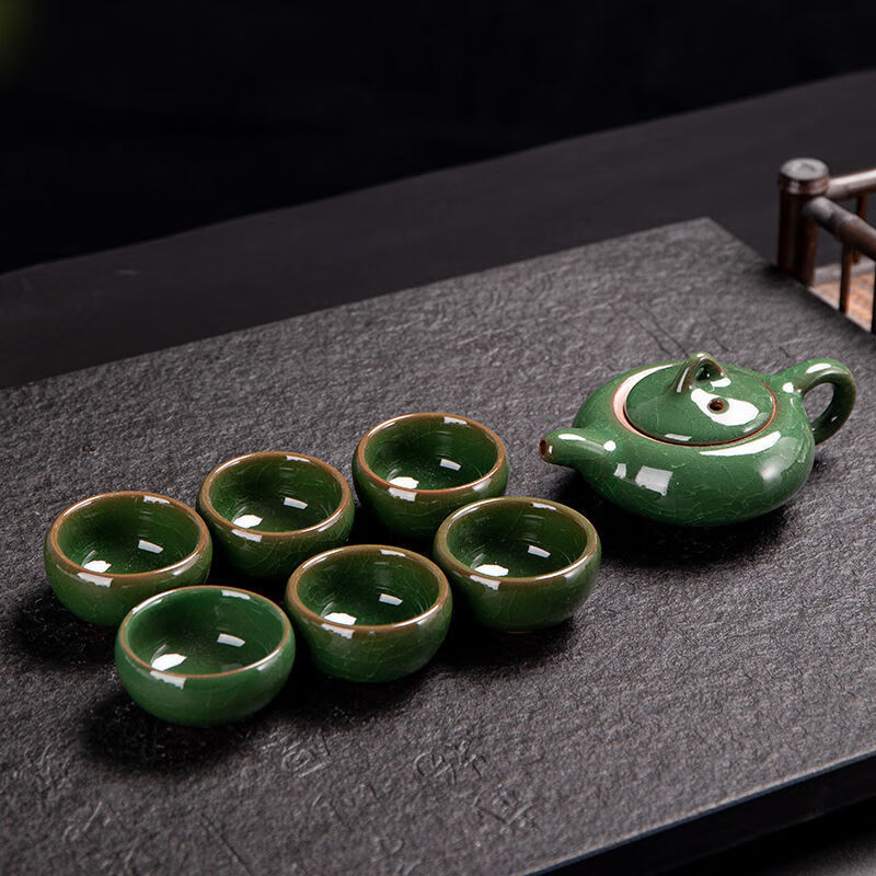 套装配件日式陶瓷茶具功夫茶具整套茶具 7头雪花素然壶(宽口杯)【图片