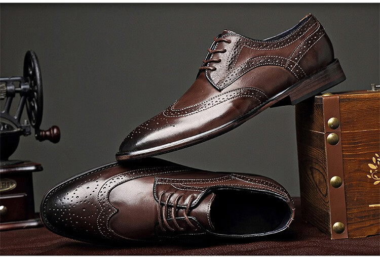 37成人35特小码巴洛克男鞋子超小号36瘦脚小脚布洛克皮鞋品质定制款