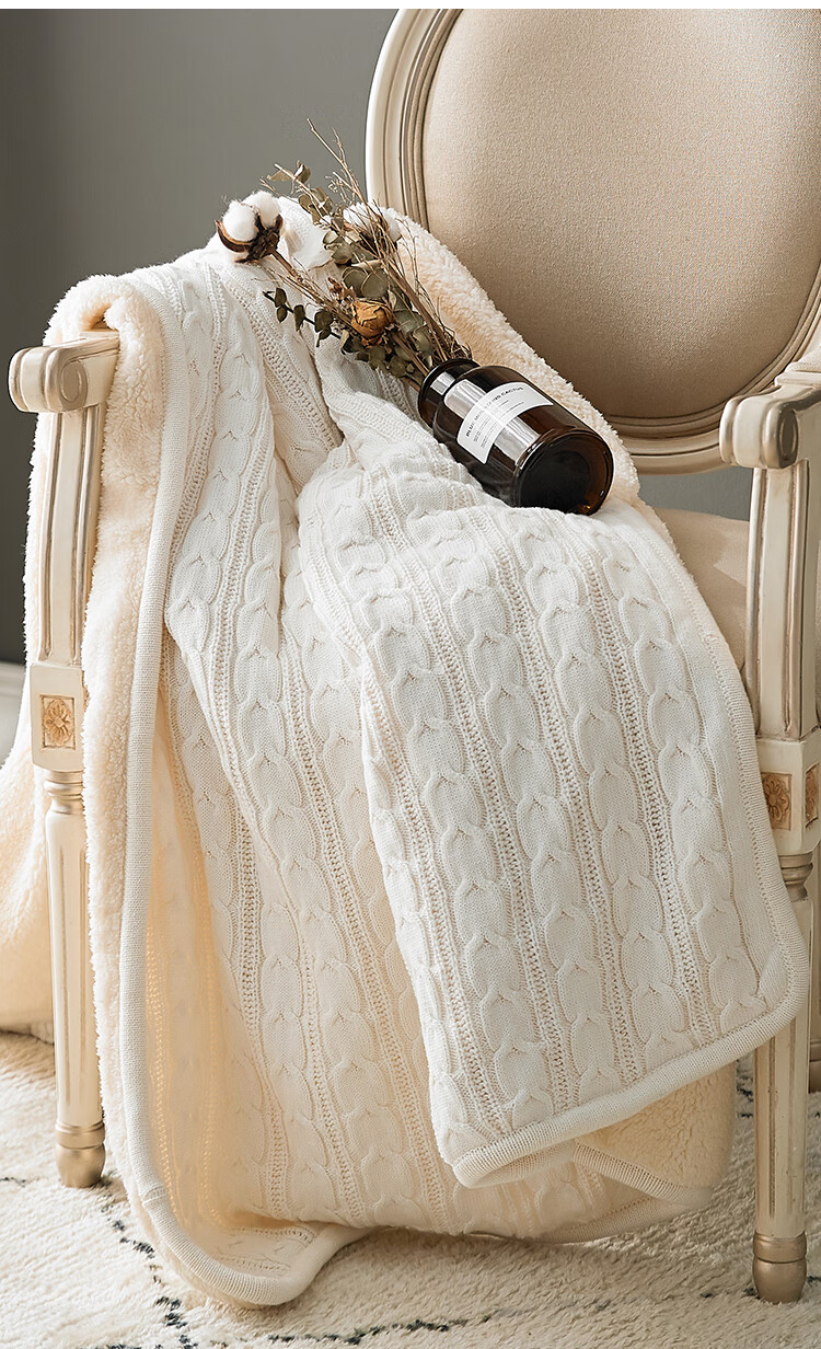 手工编织毛毯粗毛线针织盖毯编织沙发双层毛毯单人加厚宿舍午睡羊羔绒