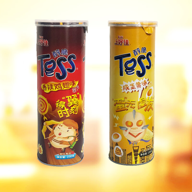 法思觅语 上好佳薯片醇脆番茄烤肉原味香辣100g*4罐膨化食品办公室零