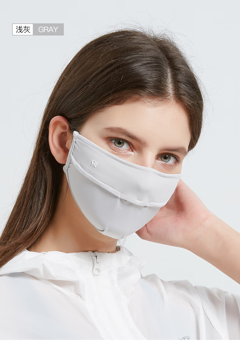 防紫外线口鼻罩女遮阳防晒露鼻透气护脸男口鼻薄款夏季冰丝面罩 浅紫