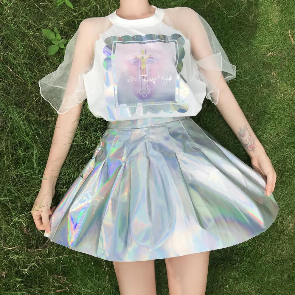 女团演出服啦啦队服装女镭射百褶裙舞台表演服jazz爵士舞套装2020