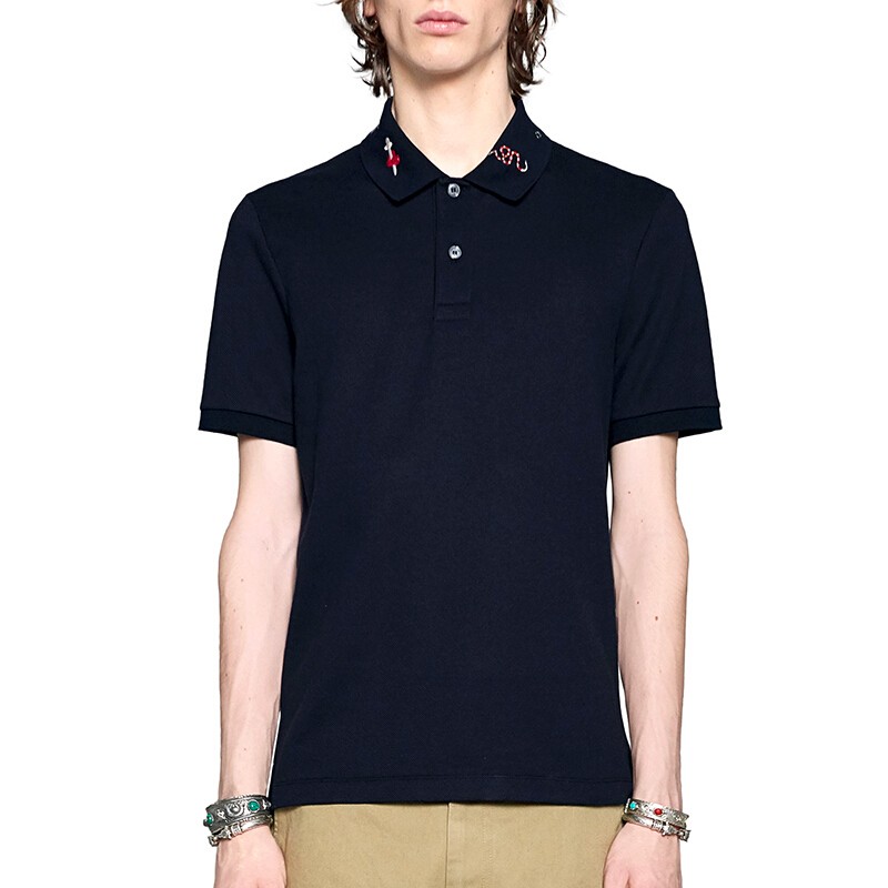 gucci 古驰男装 新款男士t恤刺绣图案棉质polo短袖衫 523059 523059