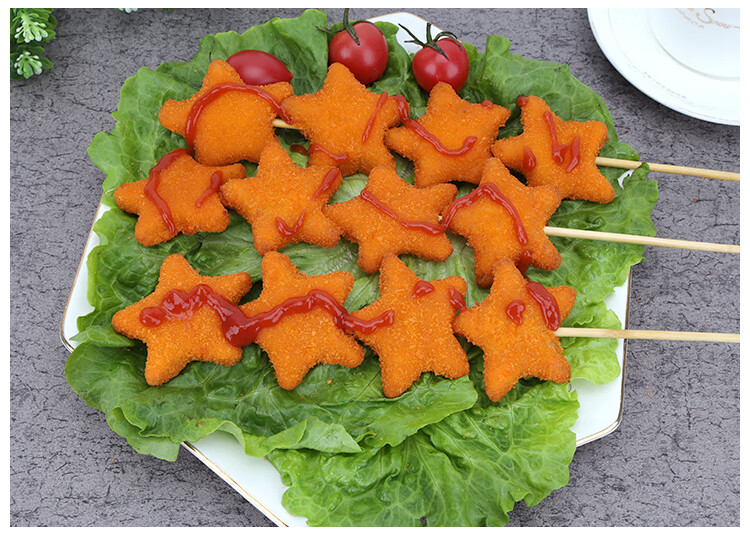 幸运星鸡块串五星鸡块串油炸半成品鸡肉烧烤小吃店美味家庭40串包