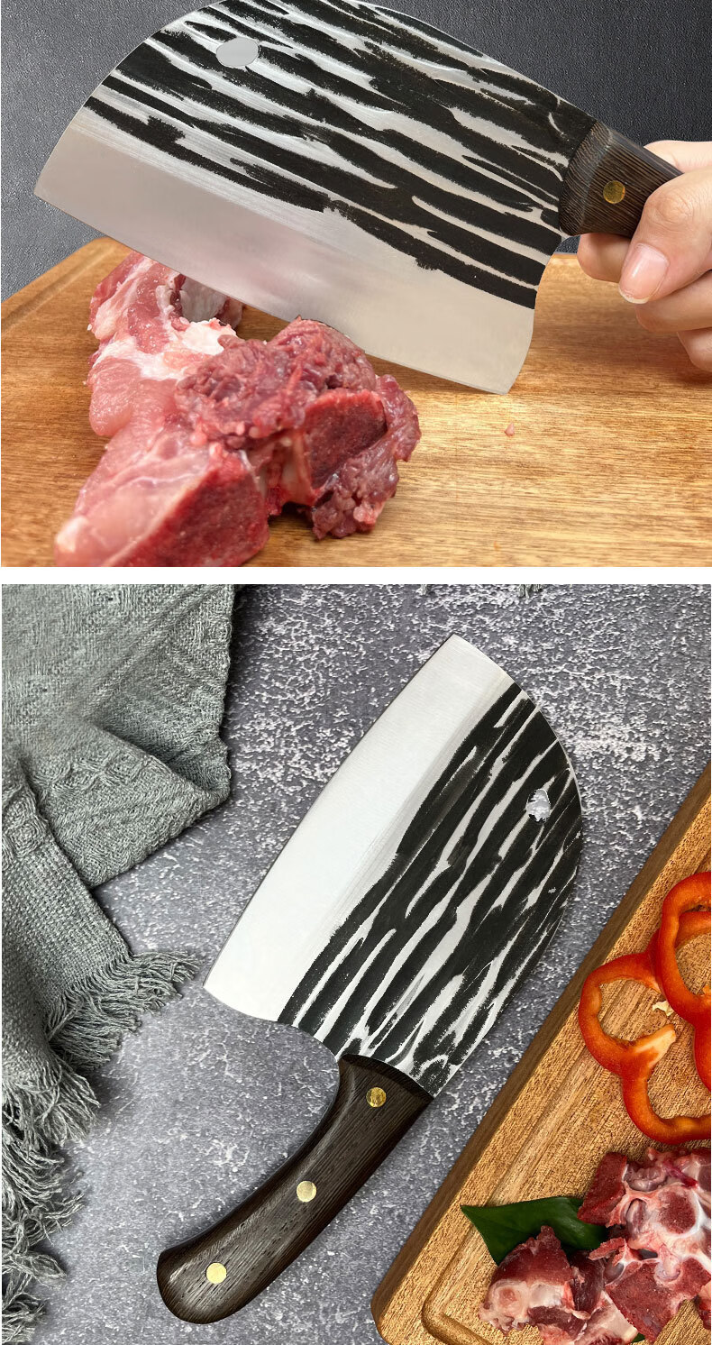 鸿俊达【抖音】不锈钢菜刀商用锋利肉档宰鱼头刀家用锻打斩切刀刀具