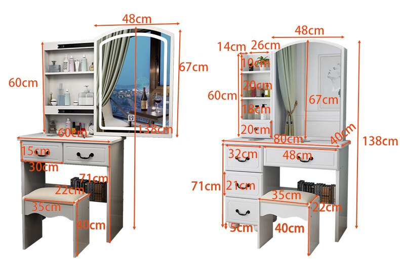 歐式梳妝檯臥室櫃桌子現代簡約梳妝桌化妝櫃帶鏡子收納一體化妝臺網紅