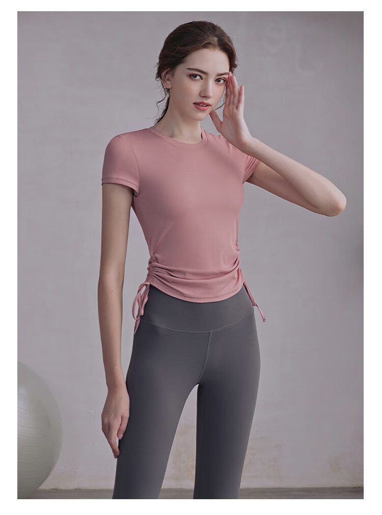 青鸟同款瑜伽服上衣女夏季感运动衣健身房普拉提训练短袖套装夏装奶