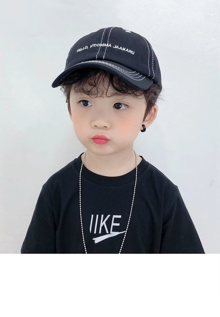 仙充充帽子男短帽檐儿童夏季男童棒球帽秋冬款2022款小孩鸭舌帽宝宝薄