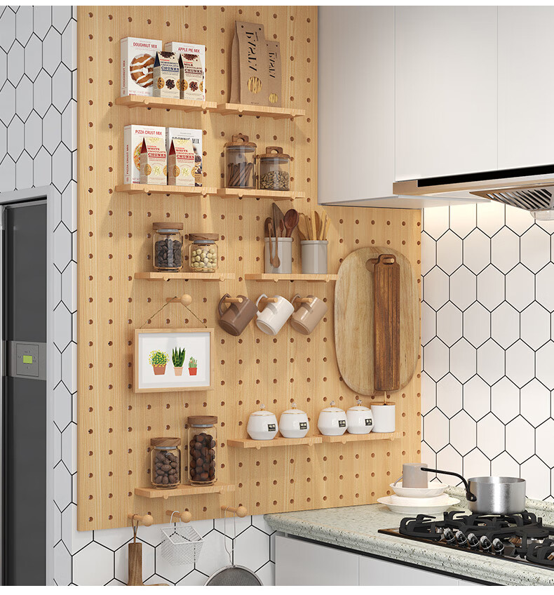 好物推荐实木洞洞板墙上置物架客厅墙壁书架挂墙面隔板装饰厨房收纳架