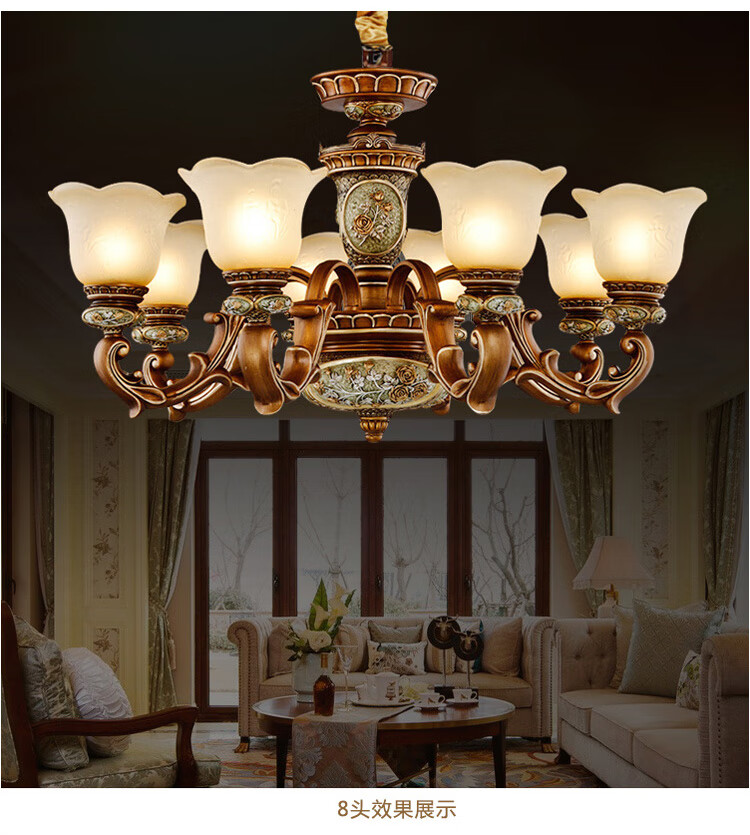 曦特莱轻奢品牌大气客厅吊灯别墅餐厅灯欧式复古藏式卧室树脂灯具24头