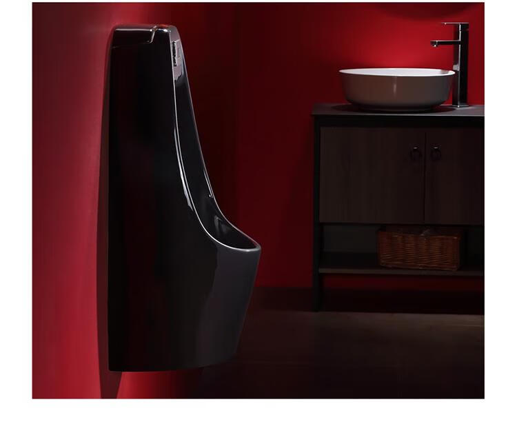 和成小便斗 hcg和成卫浴黑色小便斗酒吧餐厅挂墙式自动感应冲水小便池