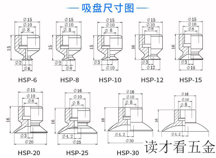 大頭單雙三層機械手真空吸盤工業氣動配件強力吸嘴硅膠吸盤hsp6