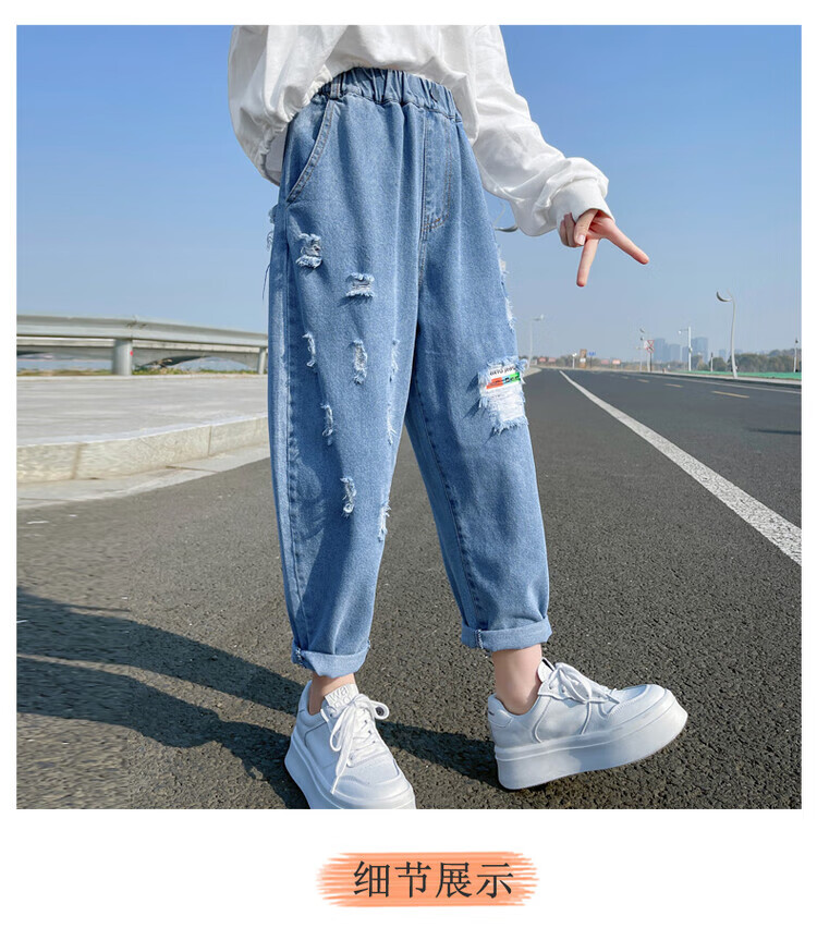 迷你木偶女童牛仔裤春秋外穿8岁女孩7时髦洋气春款宽松9大童春装儿童