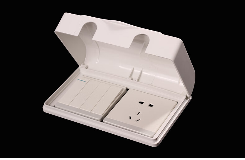 定制双86型二位开关插座防水盒粘贴式雅白开关防水罩家用插座保护盖罩