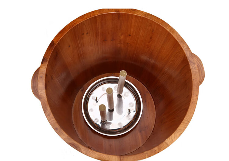 泡脚木桶 坐熏仪家用 魅熏 器会 熏蒸桶 40cm高橡木艾灸桶 带坐蒸盖