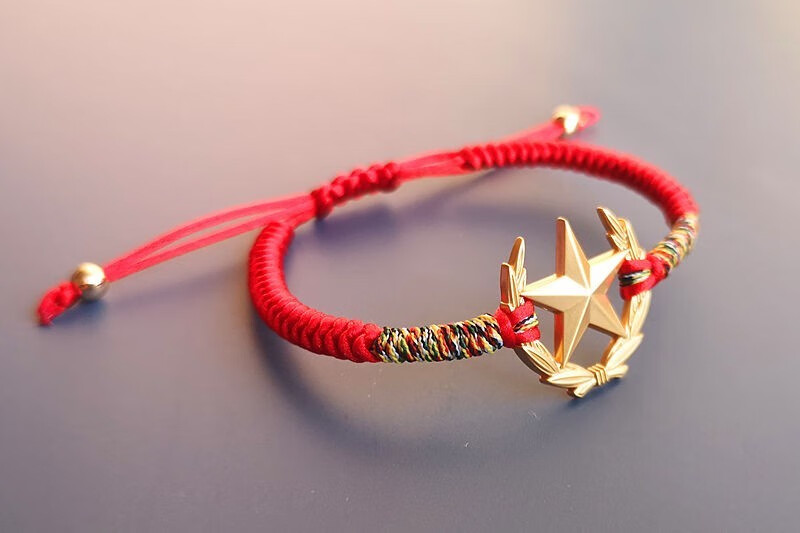 军人同款领花军恋编织绳纪念品项链戒指红绳饰品礼物情侣 中细款