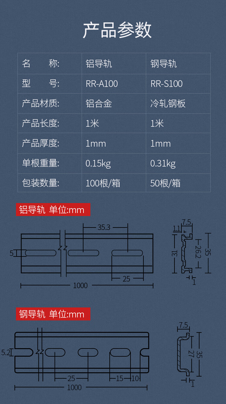 电气导轨din断路器安装卡轨空开卡槽电器箱用35mm铝轨钢轨 r